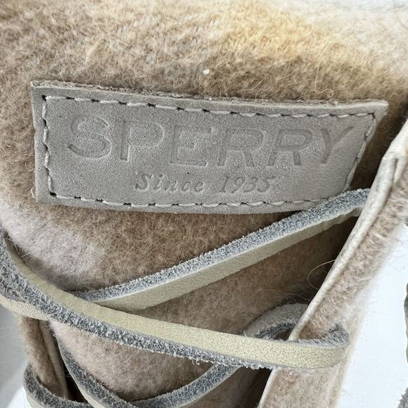 Sperry Duck Boot Womens 7.5 Cream Saltwater Buffalo Check Rain Bone Lace Up - Picture 7 of 10
